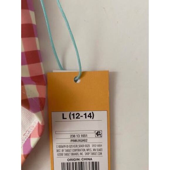 Kona Sol Pink Gingham High Waist Bikini Bottom size L - Picture 4 of 5